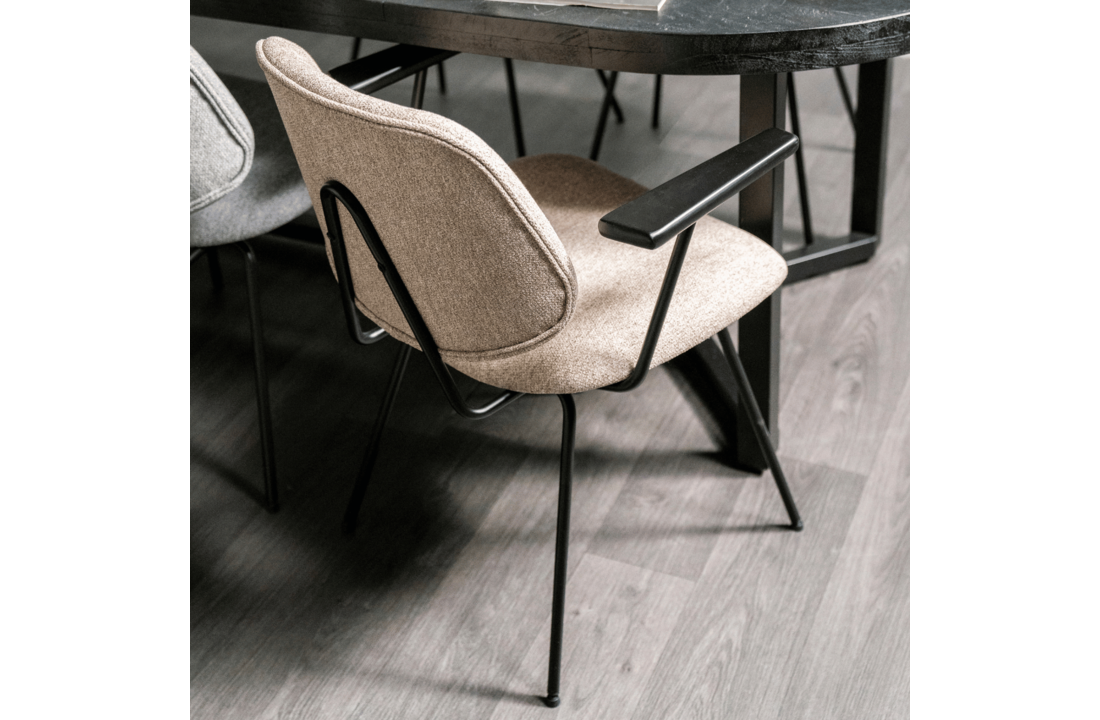 Eetkamerstoel Lynn met armleuning | Beige