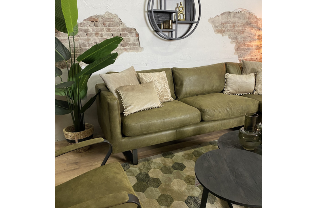 Hoekbank Nina Eco-leder- Groen | 3-zits ottomane rechts