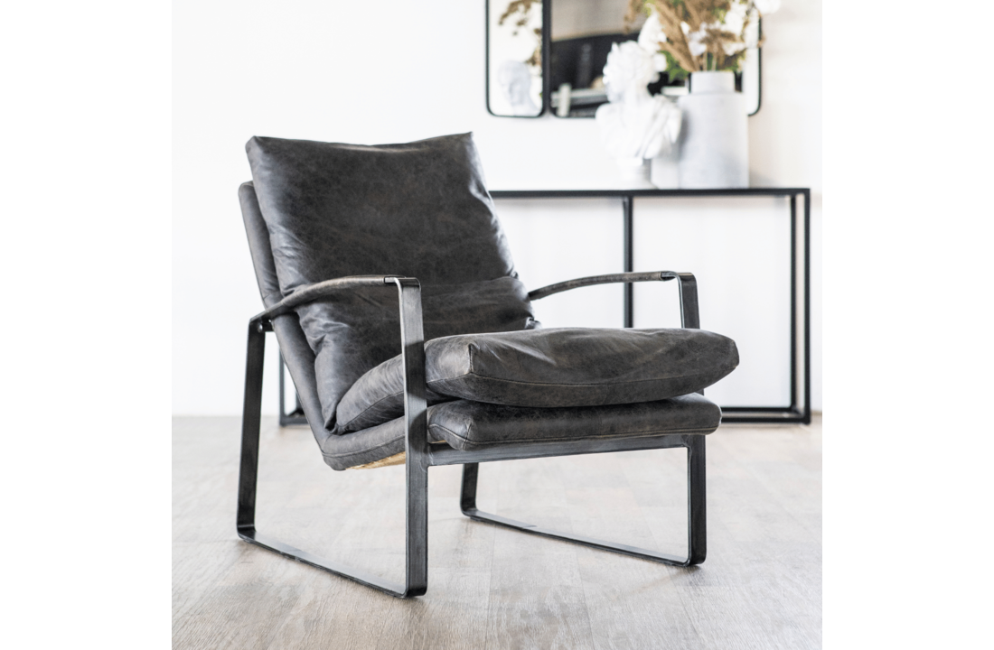 Fauteuil Lex | Antraciet vintage leer