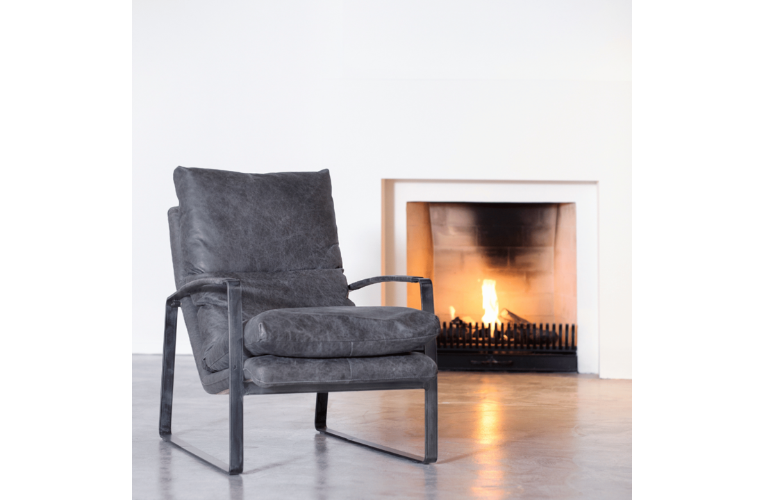Fauteuil Lex | Antraciet vintage leer