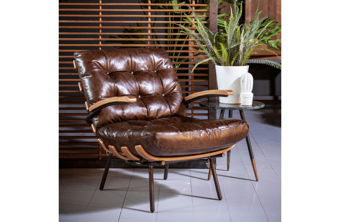 Fauteuil Bastiaan | Donkerbruin | Java leder