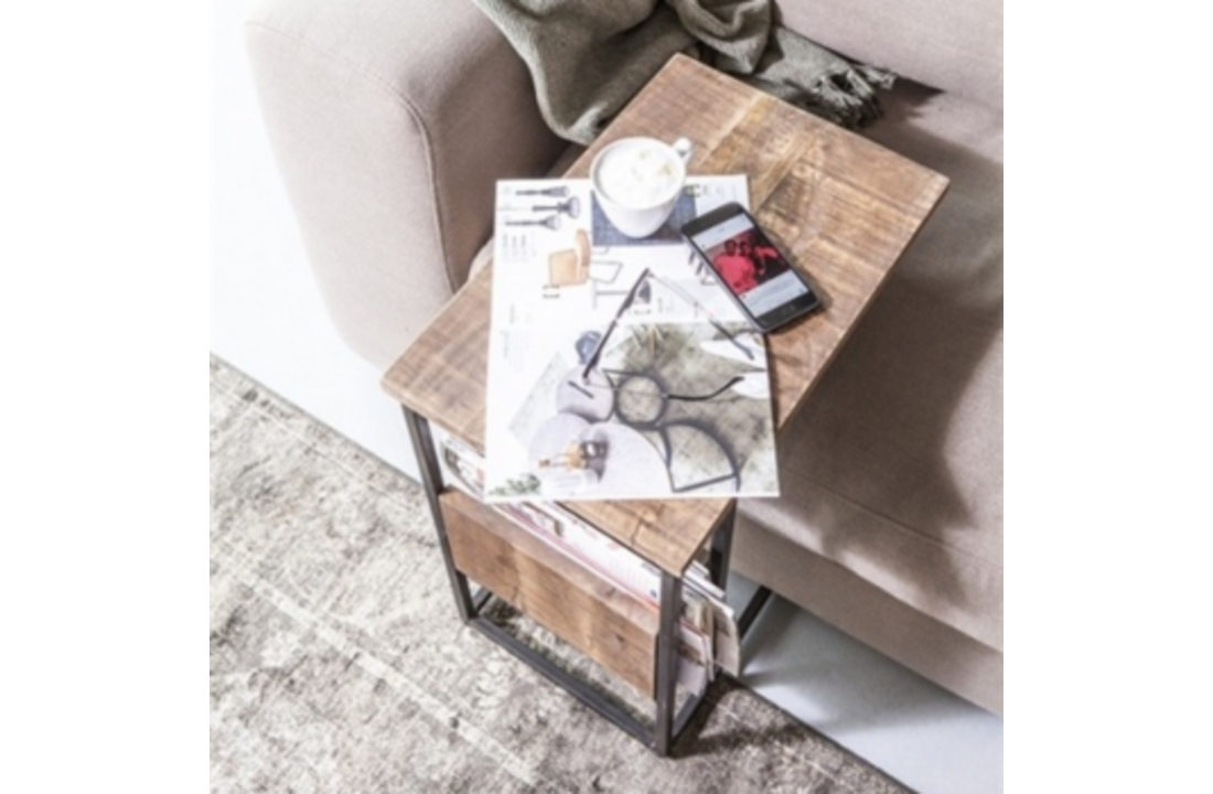 Slider & laptoptafel | Mangohout & staal