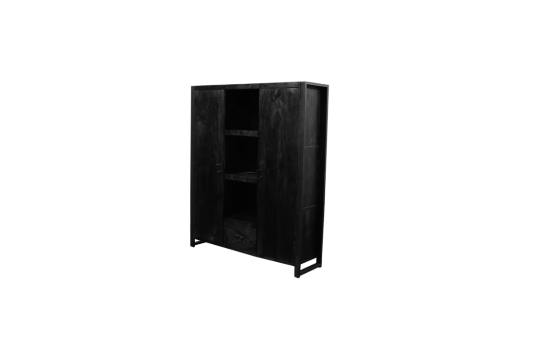 Boekenkast Britt Black | 2 deuren 1 lade