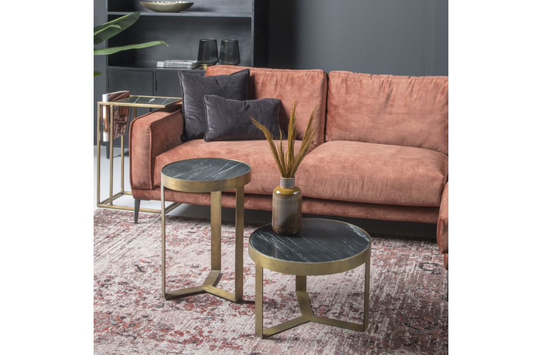 Bijzettafel marmer Glennis | Black & Gold 40 cm