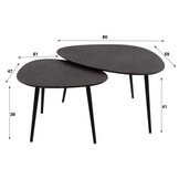Driehoekige salontafel set van 2 | Metallic - Grijs