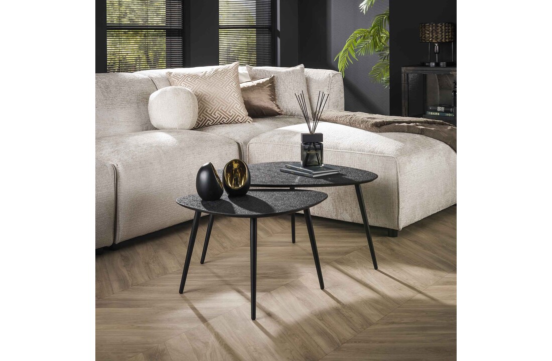 Driehoekige salontafel set van 2 | Metallic - Grijs