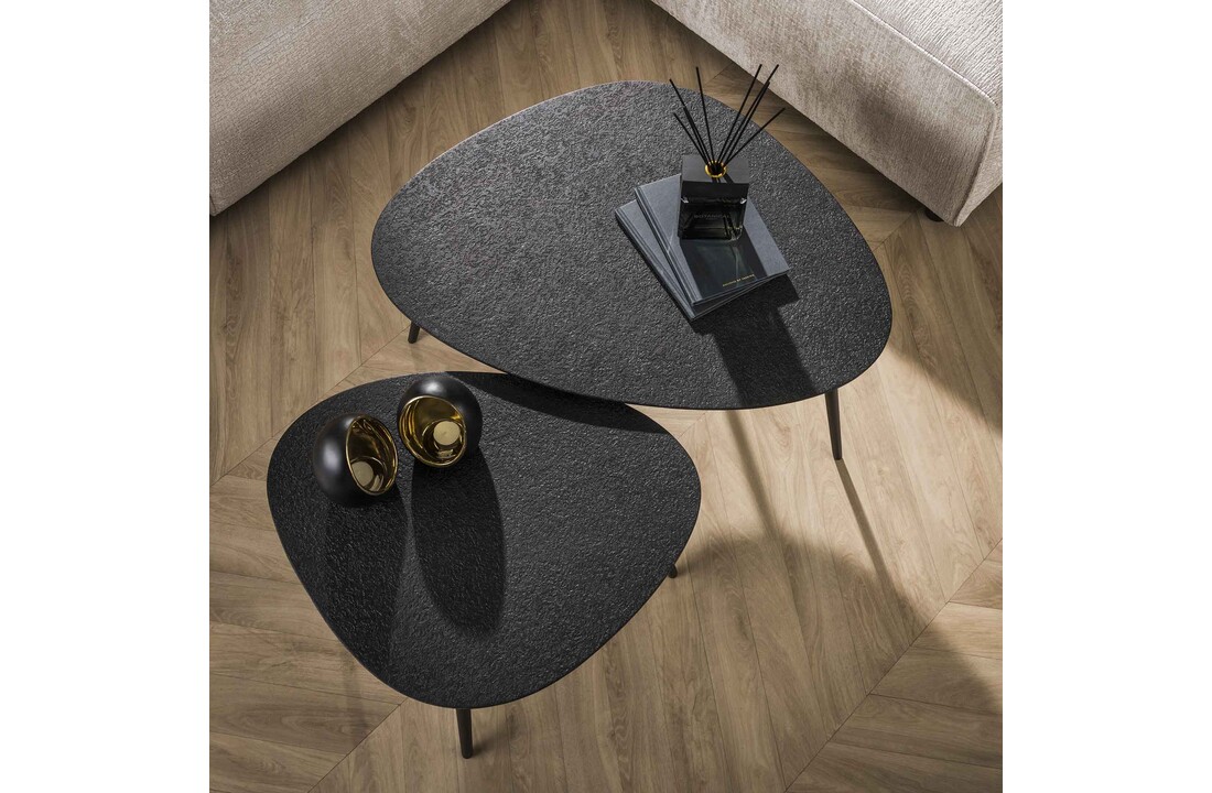 Driehoekige salontafel set van 2 | Metallic - Grijs