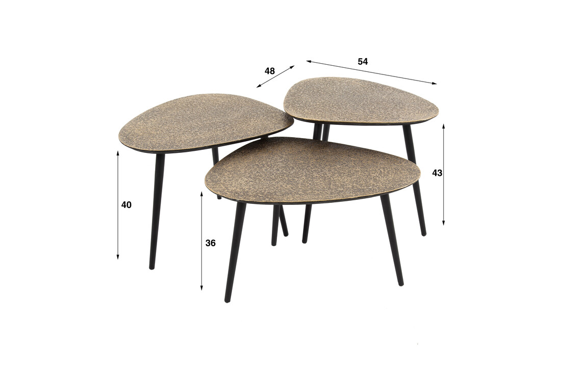 Driehoekige salontafel set van 3 | Metallic - Brons