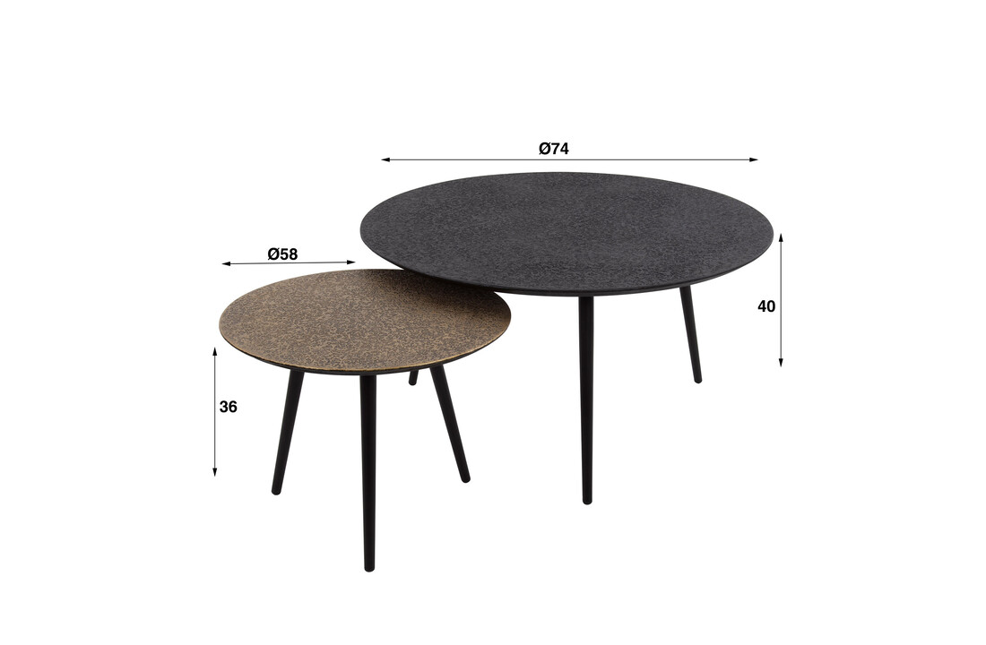 Ronde salontafel set van 2 | Metallic - Grijs
