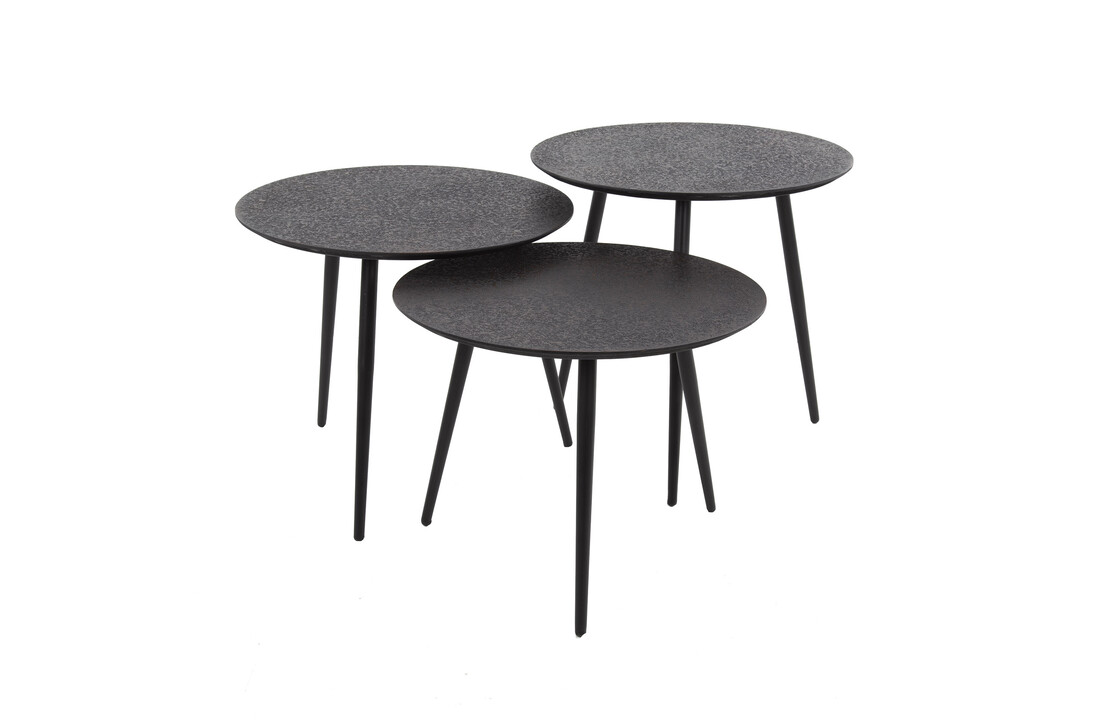 Ronde salontafel set van 3 | Metallic - Grijs