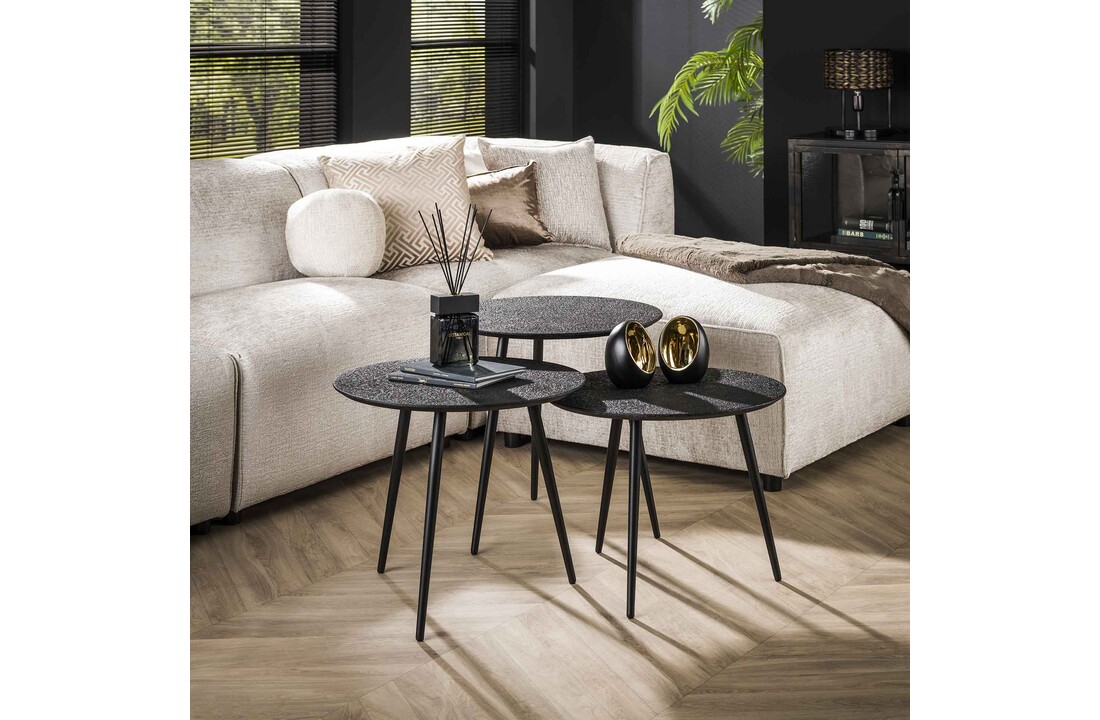 Ronde salontafel set van 3 | Metallic - Grijs