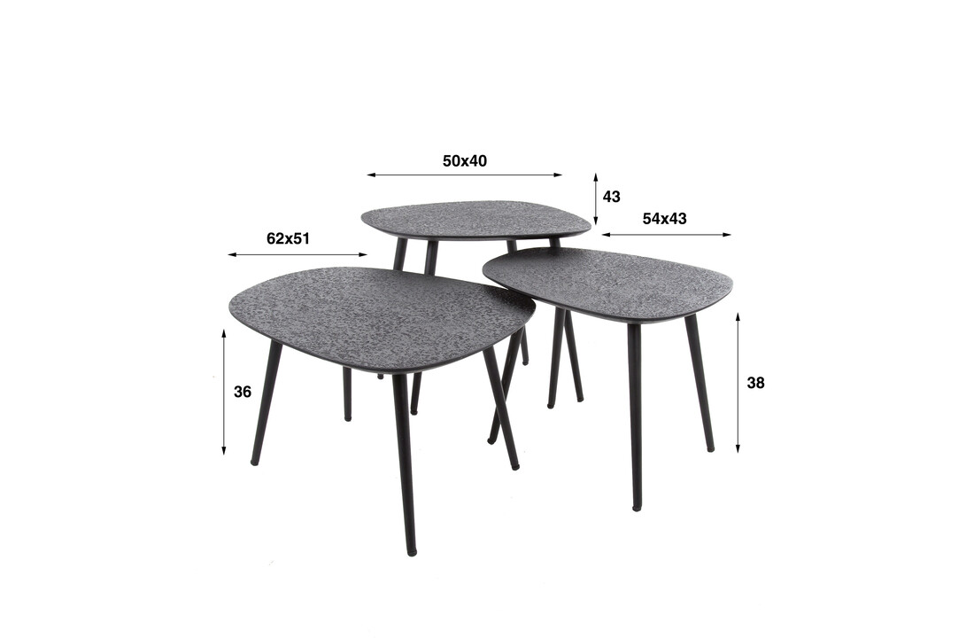 Organische salontafel set van 3 | Metallic - Grijs
