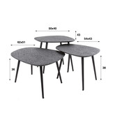 Organische salontafel set van 3 | Metallic - Grijs