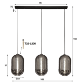 Hanglamp Tub | Chroom glas | 3L