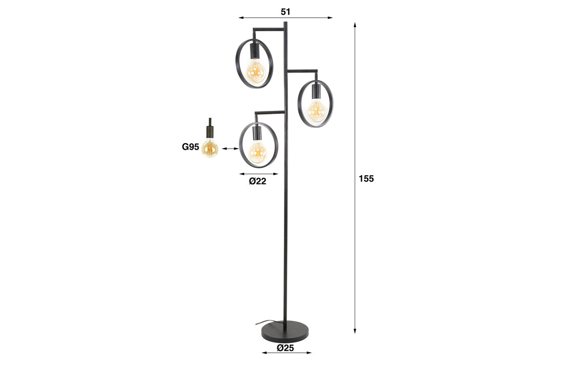 Vloerlamp Ring | 3L | Charcoal