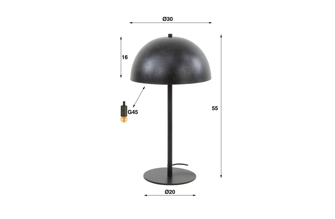 Tafellamp Shield Metal | 2L | Charcoal