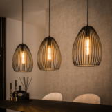 Hanglamp Stripe Metal | 3L | Zwart - Bruin