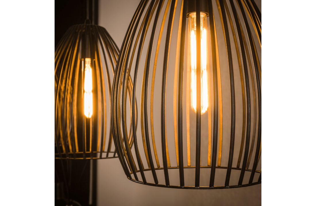 Hanglamp Stripe Metal | 3L | Zwart - Bruin