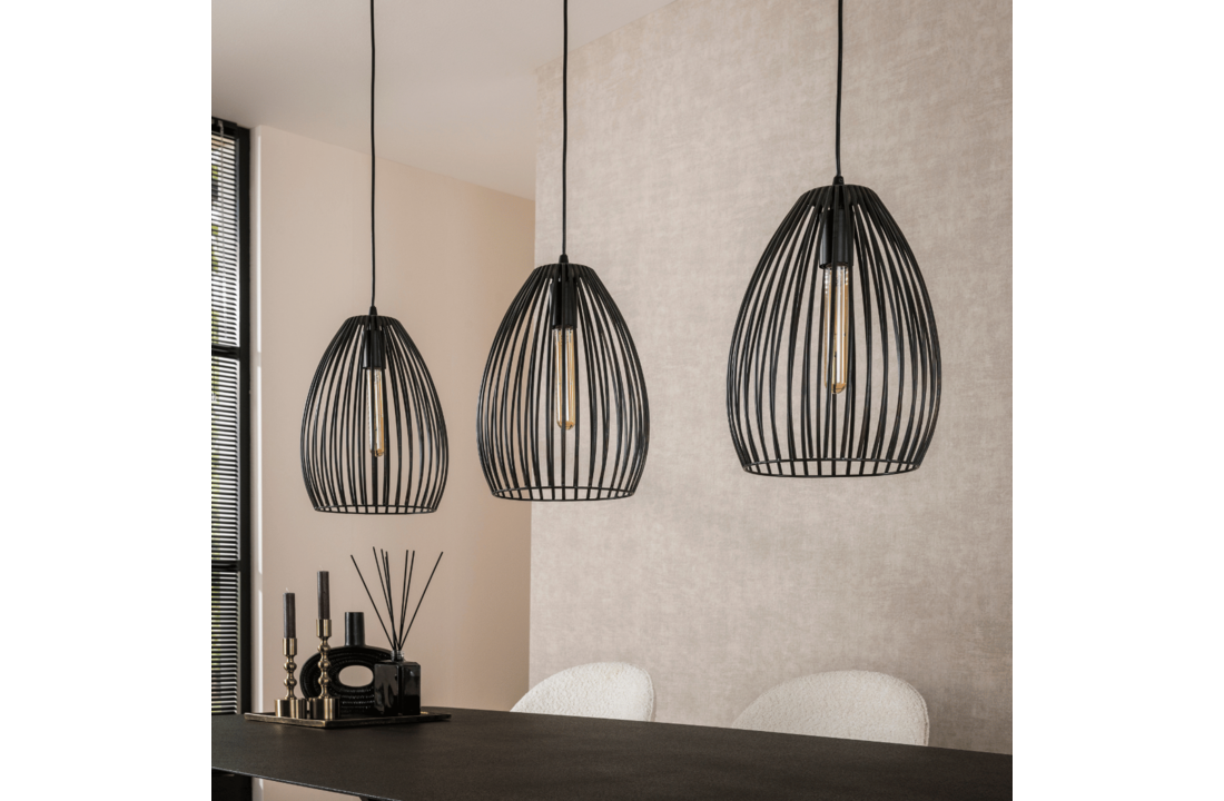 Hanglamp Stripe Metal | 3L | Zwart - Bruin