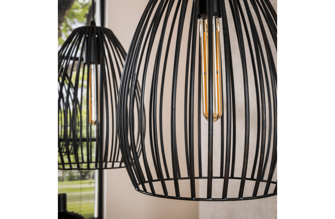 Hanglamp Stripe Metal | 3L | Zwart - Bruin