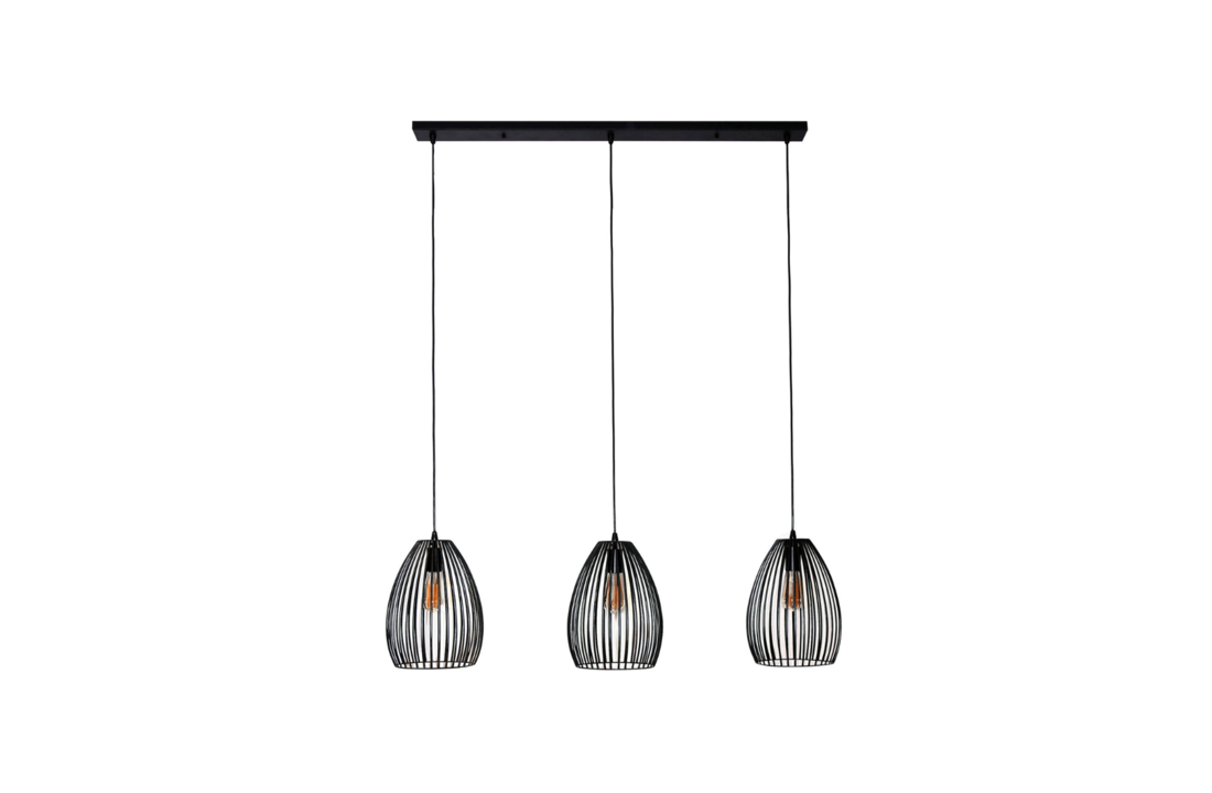 Hanglamp Stripe Metal | 3L | Zwart - Bruin