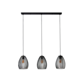 Hanglamp Stripe Metal | 3L | Zwart - Bruin