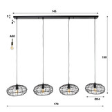 Hanglamp Connect XL | 4L | Zwart - Bruin