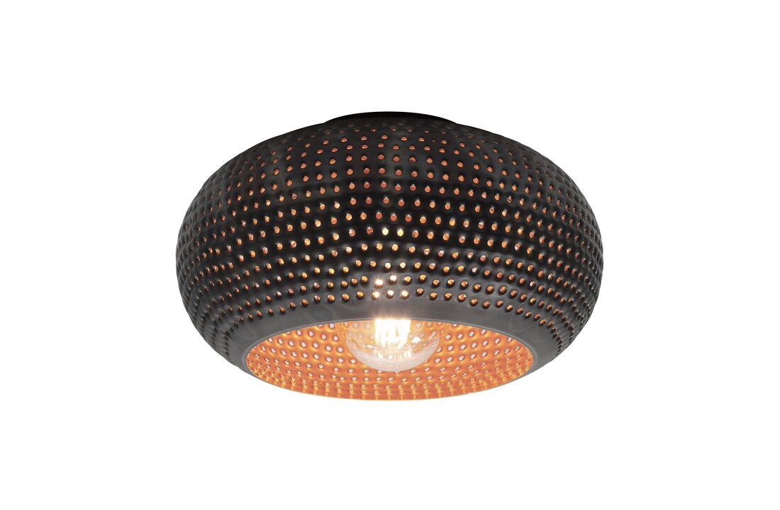 Plafondlamp Disk Punch |1L | Zwart - Bruin