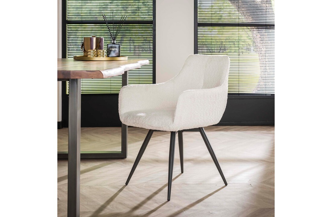 Eetkamerstoel Boucle | Draaibaar | Wit