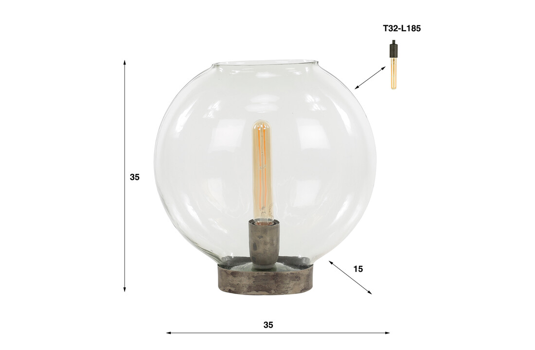 Tafellamp Clear glass | 1L | Zwart nikkel