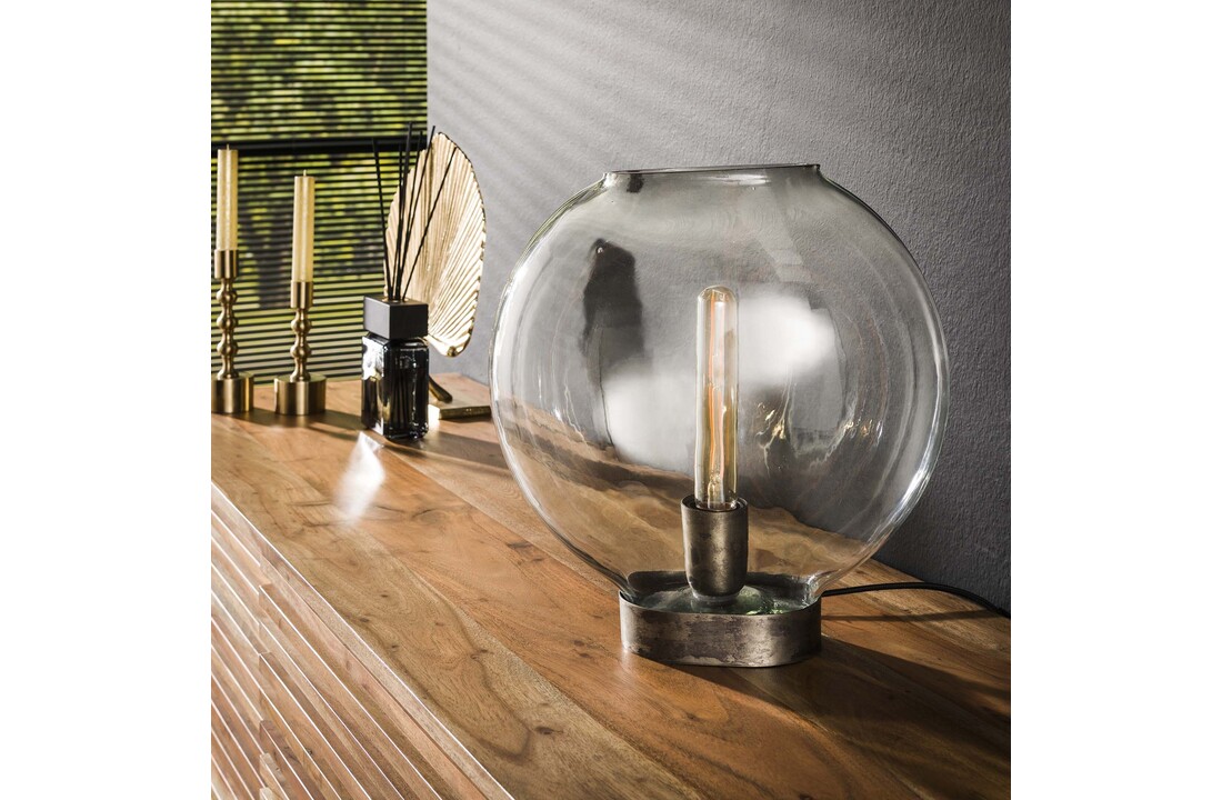 Tafellamp Clear glass | 1L | Zwart nikkel