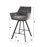 Barkruk Raster | Draaibaar | Velours antraciet