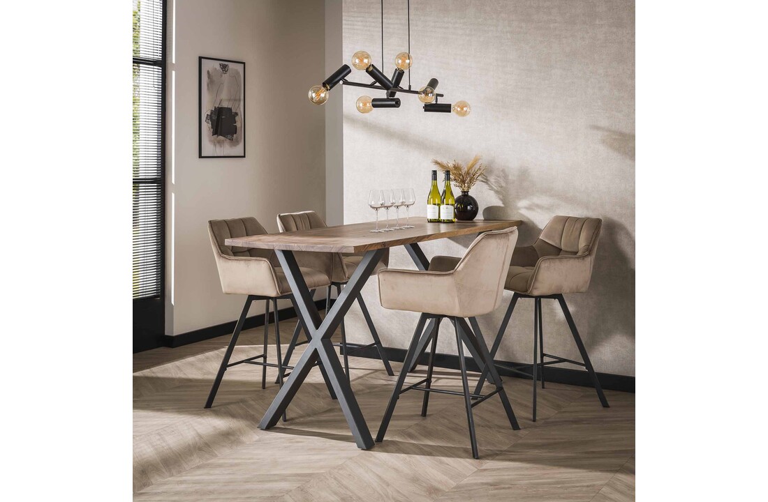 Barkruk Raster | Draaibaar | Velours champagne