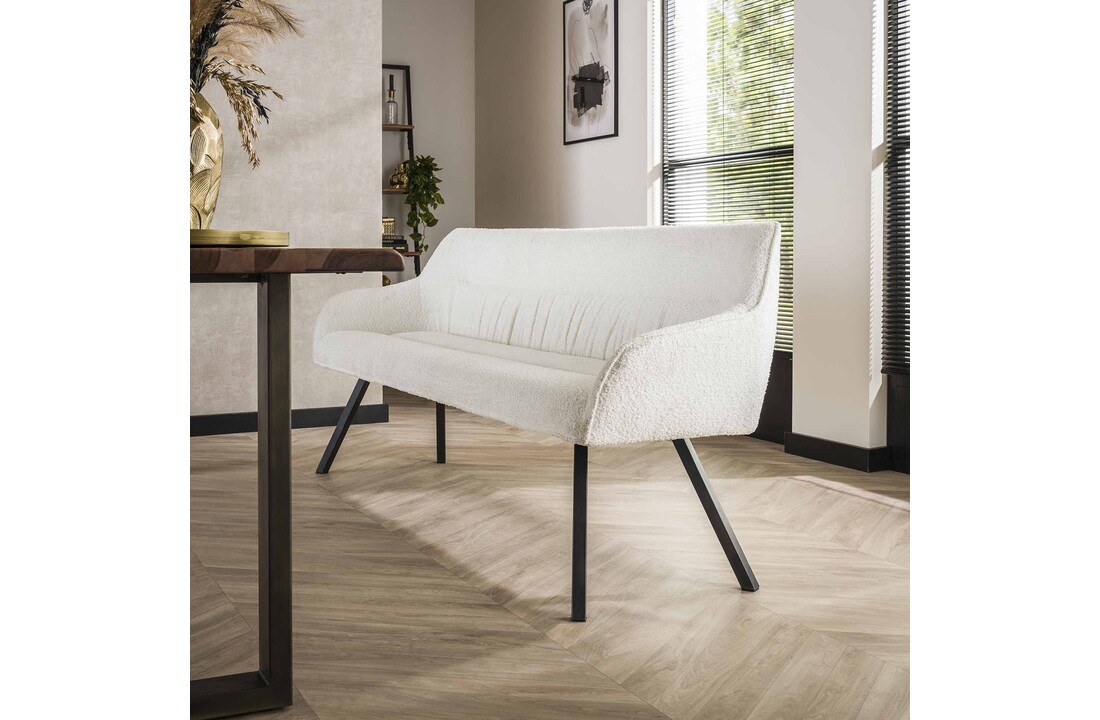 Eetkamerbank Plooi Boucle | Wit | 180 cm