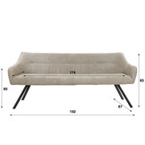 Eetkamerbank Plooi Boucle | Zandkleurig | 180 cm
