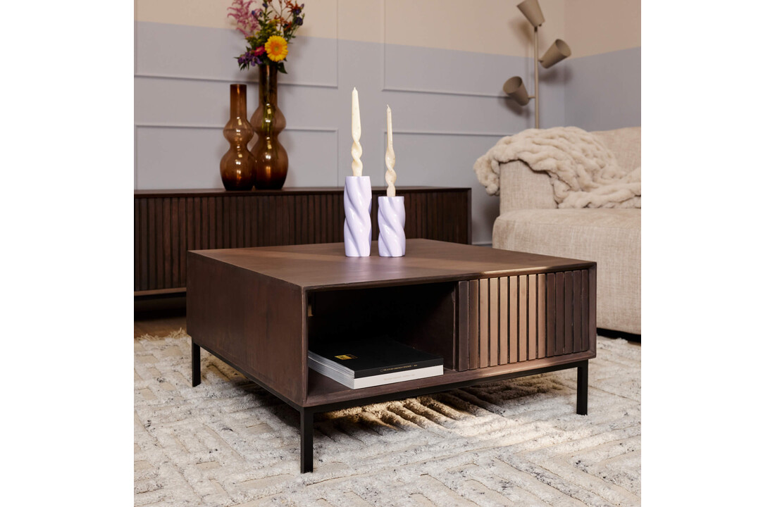 Salontafel Madison Walnoot| 80x80 cm