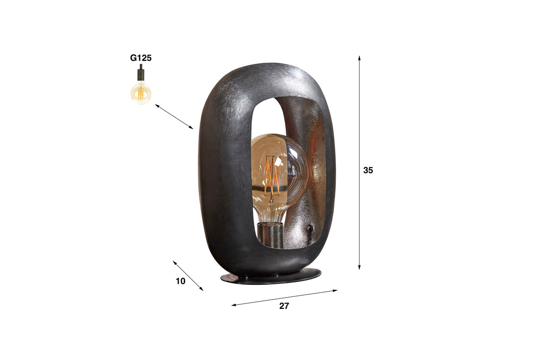 Tafellamp Arch L | Zwart nikkel