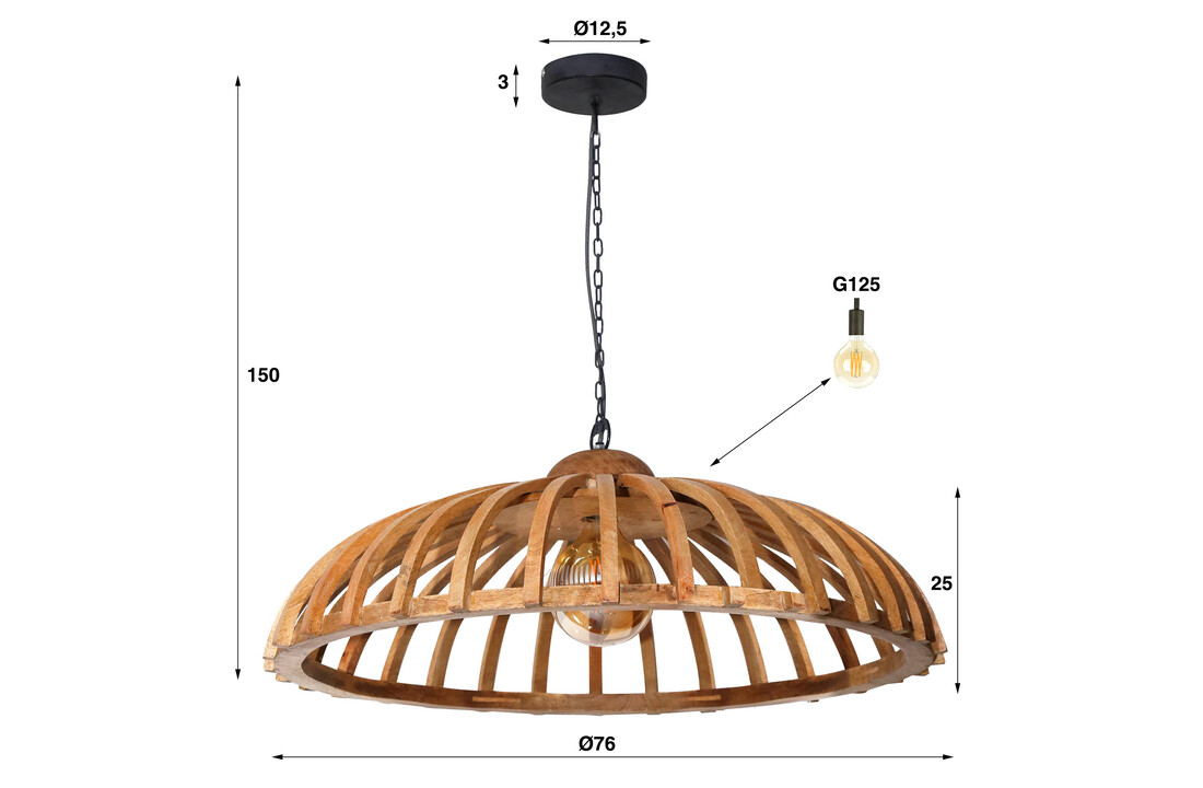 Hanglamp Span | Massief mangohout | Ø66