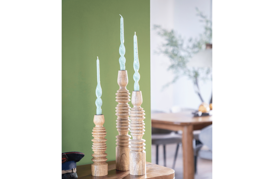 Houten kandelaar set Totem - natural (set van 3)