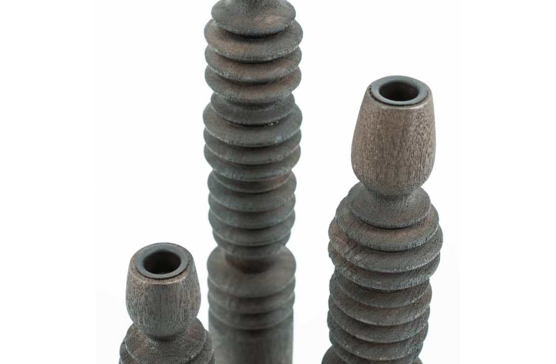 Houten kandelaar set Totem - brown (set van 3)