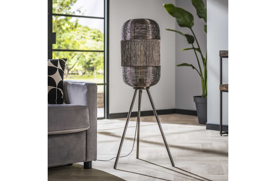 Vloerlamp tripod web | Zwart nikkel