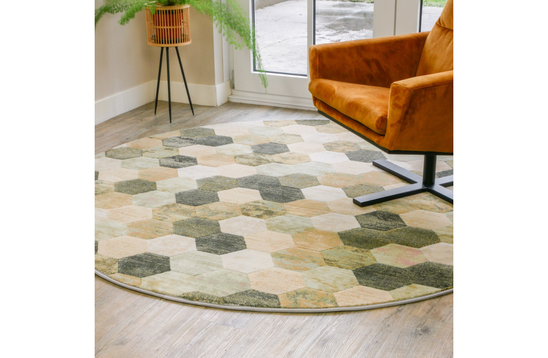Vloerkleed Ayden | groen | rond | 200 cm