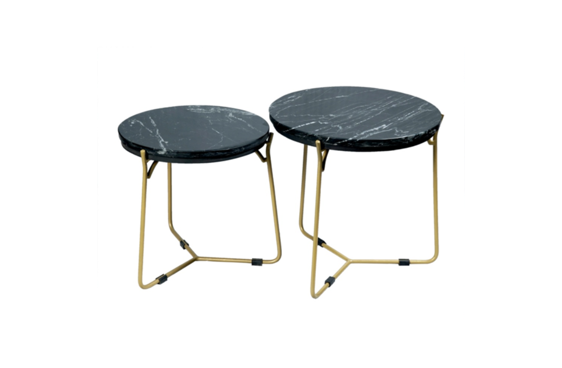 Salontafel set Caly | Zwart marmer 50 - 40 cm