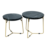 Salontafel set Caly | Zwart marmer 50 - 40 cm