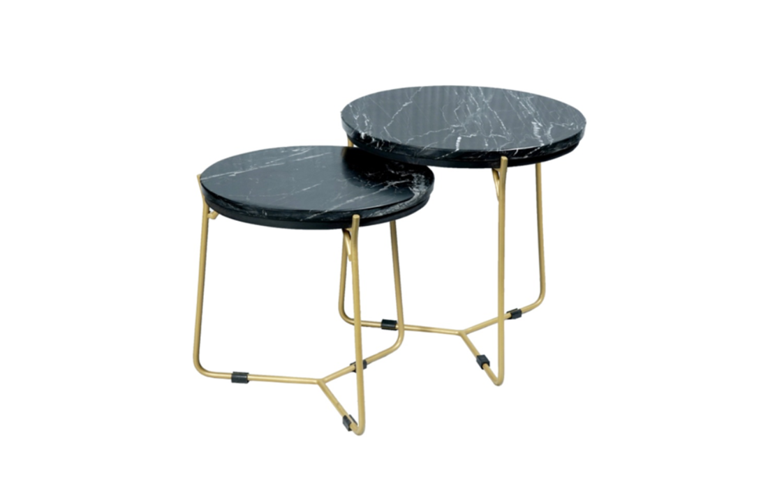 Salontafel set Caly | Zwart marmer 50 - 40 cm