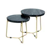 Salontafel set Caly | Zwart marmer 50 - 40 cm
