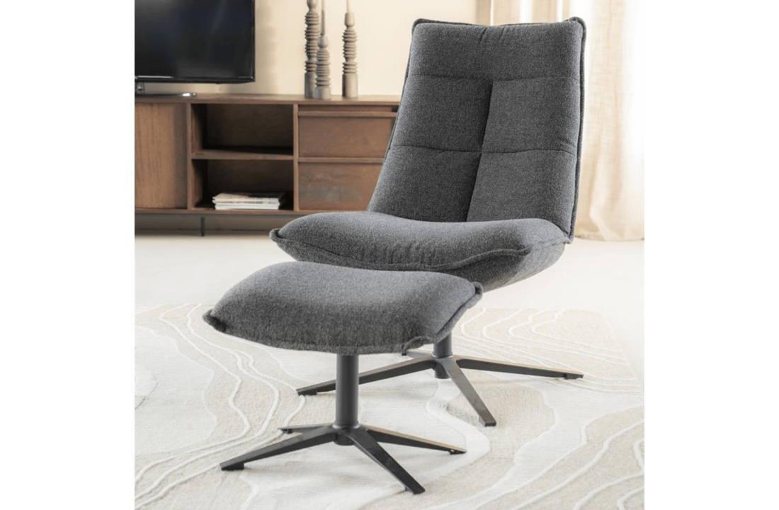 Relaxfauteuil Marcus met voetenbank | Antraciet