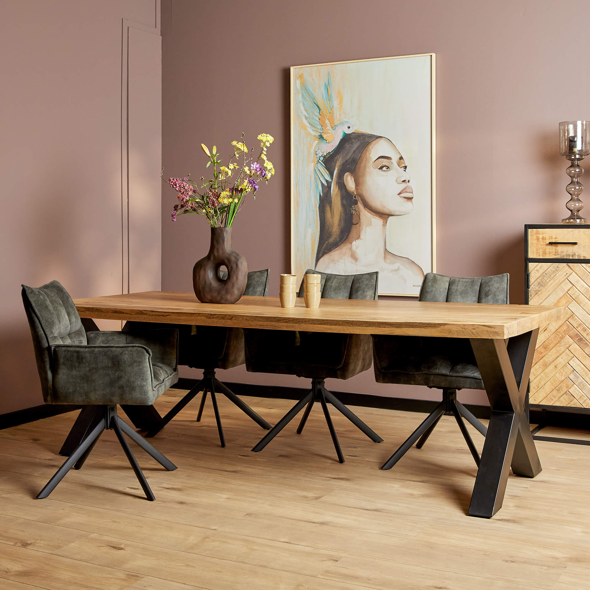 Eettafel Denver 220 cm | Rechthoek | X-poot