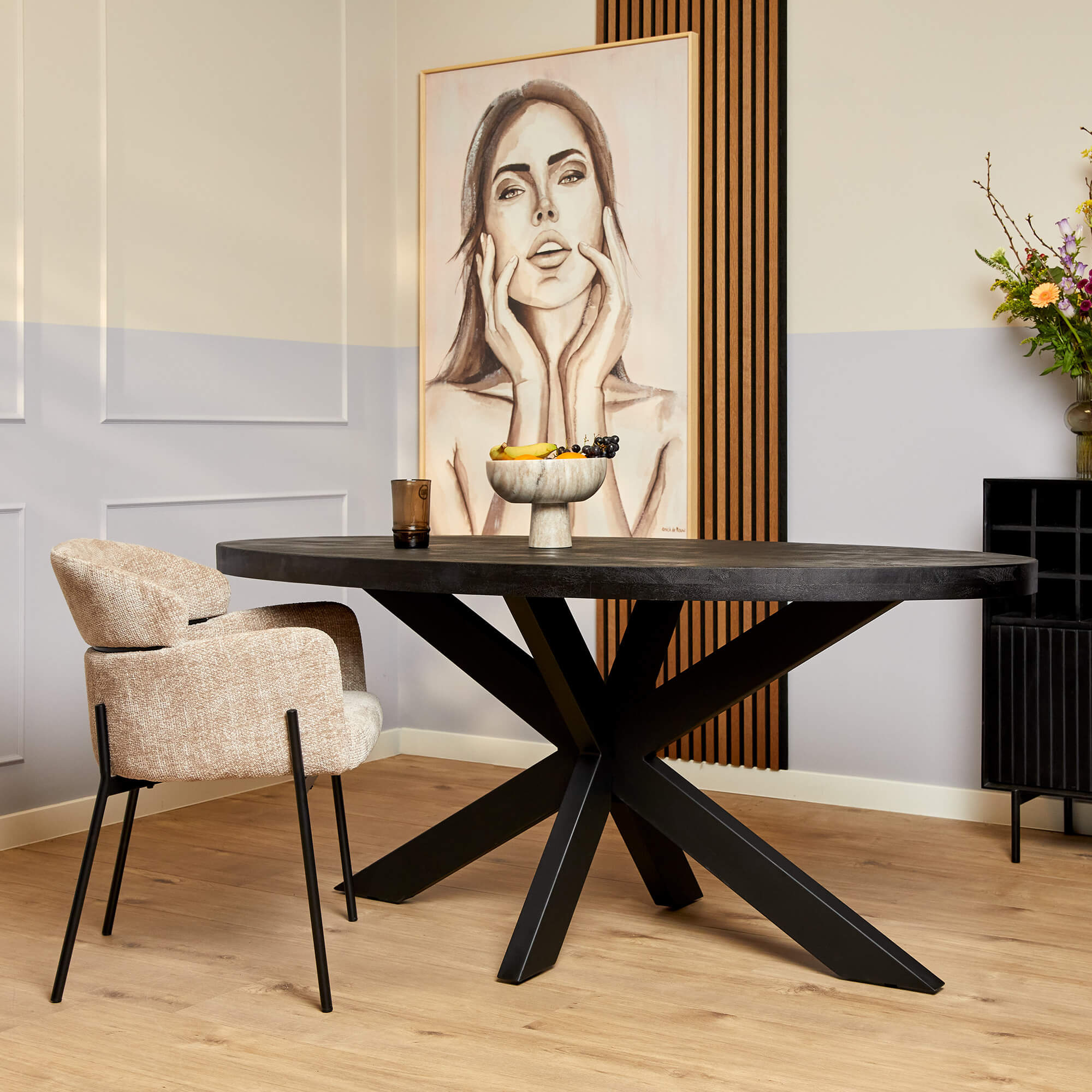 Ovale eettafel Denver Black | 160 cm