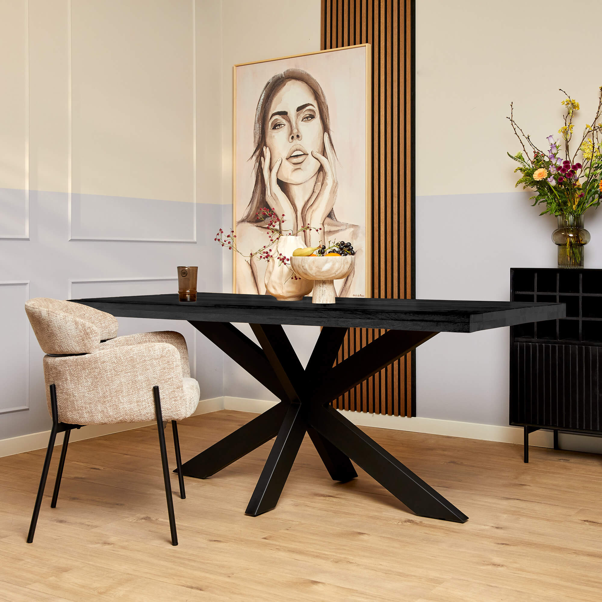 Mangohouten eettafel Denver Black | 200 cm